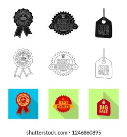 Isolated object of emblem and badge icon. Collection of emblem and sticker stock vector illustration.