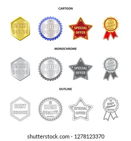 Isolated object of emblem and badge icon. Collection of emblem and sticker stock vector illustration.