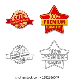 Isolated object of emblem and badge icon. Collection of emblem and sticker stock vector illustration.
