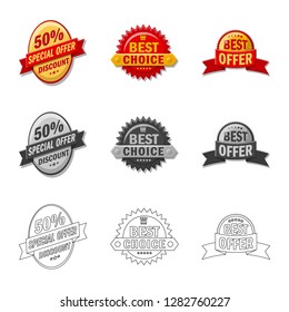Isolated object of emblem and badge icon. Set of emblem and sticker stock symbol for web.
