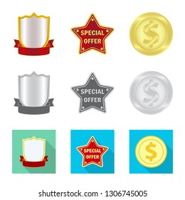 Isolated object of emblem and badge icon. Collection of emblem and sticker vector icon for stock.