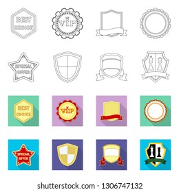 Isolated object of emblem and badge icon. Collection of emblem and sticker stock vector illustration.
