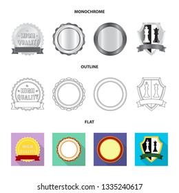 Isolated object of emblem and badge icon. Set of emblem and sticker stock vector illustration.