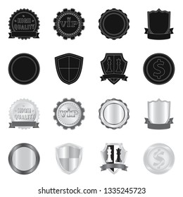 Isolated object of emblem and badge icon. Set of emblem and sticker stock symbol for web.