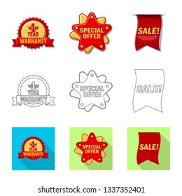 Isolated object of emblem and badge icon. Set of emblem and sticker vector icon for stock.