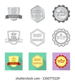 Isolated object of emblem and badge icon. Set of emblem and sticker vector icon for stock.