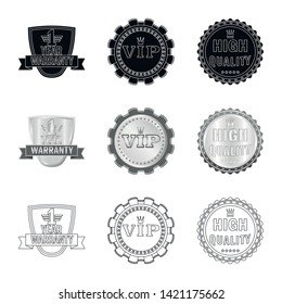 Isolated object of emblem and badge icon. Set of emblem and sticker stock vector illustration.