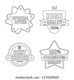 Isolated object of emblem and badge logo. Set of emblem and sticker vector icon for stock.