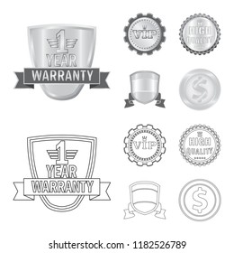 Isolated object of emblem and badge logo. Set of emblem and sticker stock symbol for web.