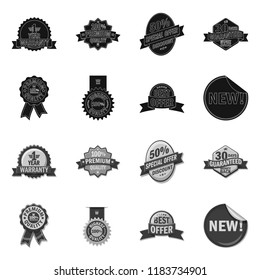 Isolated object of emblem and badge logo. Collection of emblem and sticker stock vector illustration.