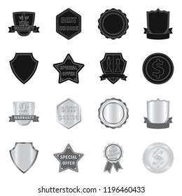 Isolated object of emblem and badge logo. Collection of emblem and sticker stock vector illustration.