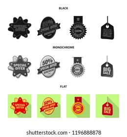 Isolated object of emblem and badge logo. Collection of emblem and sticker stock vector illustration.