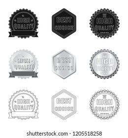Isolated object of emblem and badge logo. Set of emblem and sticker stock vector illustration.