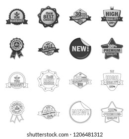 Isolated object of emblem and badge logo. Collection of emblem and sticker stock vector illustration.