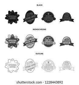 Isolated object of emblem and badge logo. Collection of emblem and sticker stock vector illustration.