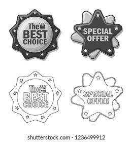 Isolated object of emblem and badge logo. Set of emblem and sticker stock symbol for web.