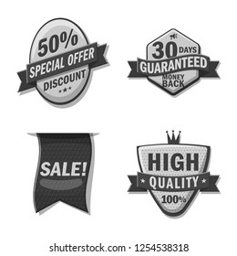 Isolated object of emblem and badge logo. Collection of emblem and sticker stock vector illustration.