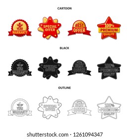 Isolated object of emblem and badge logo. Collection of emblem and sticker stock vector illustration.