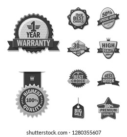 Isolated object of emblem and badge logo. Collection of emblem and sticker stock vector illustration.