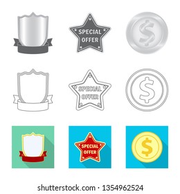 Isolated object of emblem and badge logo. Collection of emblem and sticker stock vector illustration.