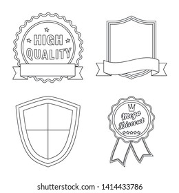 Isolated object of emblem and badge logo. Collection of emblem and sticker vector icon for stock.