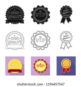 Isolated object of emblem and badge sign. Collection of emblem and sticker stock vector illustration.
