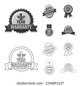 Isolated object of emblem and badge sign. Set of emblem and sticker stock vector illustration.