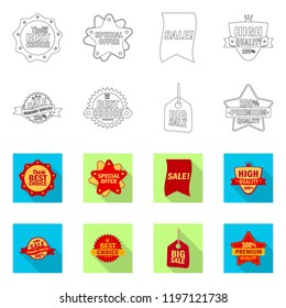 Isolated object of emblem and badge sign. Set of emblem and sticker stock vector illustration.