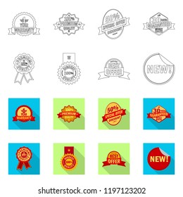 Isolated object of emblem and badge sign. Collection of emblem and sticker stock vector illustration.