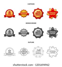 Isolated object of emblem and badge sign. Collection of emblem and sticker vector icon for stock.