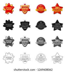 Isolated object of emblem and badge sign. Collection of emblem and sticker vector icon for stock.