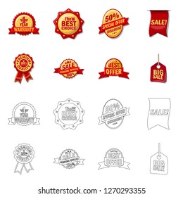 Isolated object of emblem and badge sign. Set of emblem and sticker vector icon for stock.