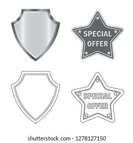 Isolated object of emblem and badge sign. Collection of emblem and sticker stock vector illustration.