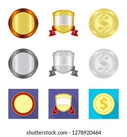 Isolated object of emblem and badge sign. Collection of emblem and sticker stock vector illustration.