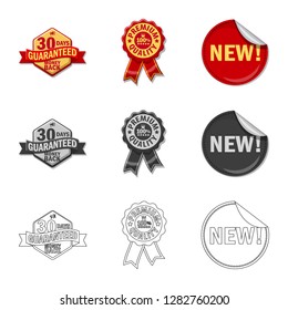 Isolated object of emblem and badge sign. Collection of emblem and sticker stock vector illustration.