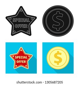 Isolated object of emblem and badge sign. Set of emblem and sticker stock vector illustration.