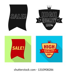 Isolated object of emblem and badge sign. Collection of emblem and sticker stock vector illustration.