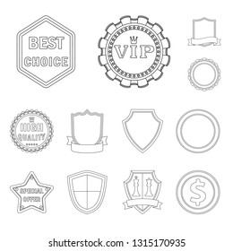 Isolated object of emblem and badge sign. Set of emblem and sticker vector icon for stock.