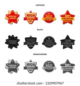 Isolated object of emblem and badge sign. Set of emblem and sticker stock vector illustration.