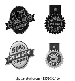 Isolated object of emblem and badge sign. Collection of emblem and sticker stock vector illustration.