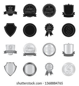 Isolated object of emblem and badge sign. Collection of emblem and sticker stock symbol for web.