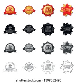 Isolated object of emblem and badge sign. Set of emblem and sticker stock vector illustration.