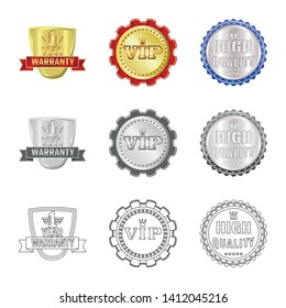 Isolated object of emblem and badge sign. Set of emblem and sticker stock vector illustration.