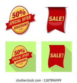 Isolated object of emblem and badge symbol. Collection of emblem and sticker stock vector illustration.