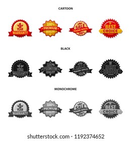 Isolated object of emblem and badge symbol. Collection of emblem and sticker stock vector illustration.
