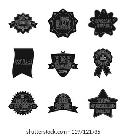 Isolated object of emblem and badge symbol. Collection of emblem and sticker stock vector illustration.