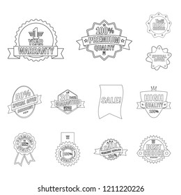 Isolated object of emblem and badge symbol. Collection of emblem and sticker vector icon for stock.