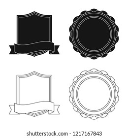 Isolated object of emblem and badge symbol. Set of emblem and sticker stock vector illustration.