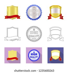 Isolated object of emblem and badge symbol. Collection of emblem and sticker stock vector illustration.