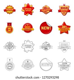 Isolated object of emblem and badge symbol. Set of emblem and sticker stock symbol for web.